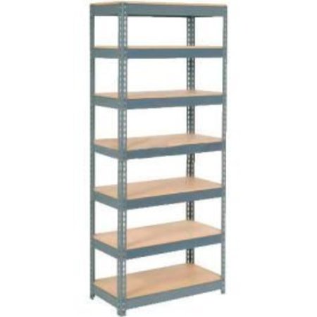 GLOBAL EQUIPMENT Extra Heavy Duty Shelving 36"W x 12"D x 96"H With 7 Shelves, Wood Deck, Gry 717373